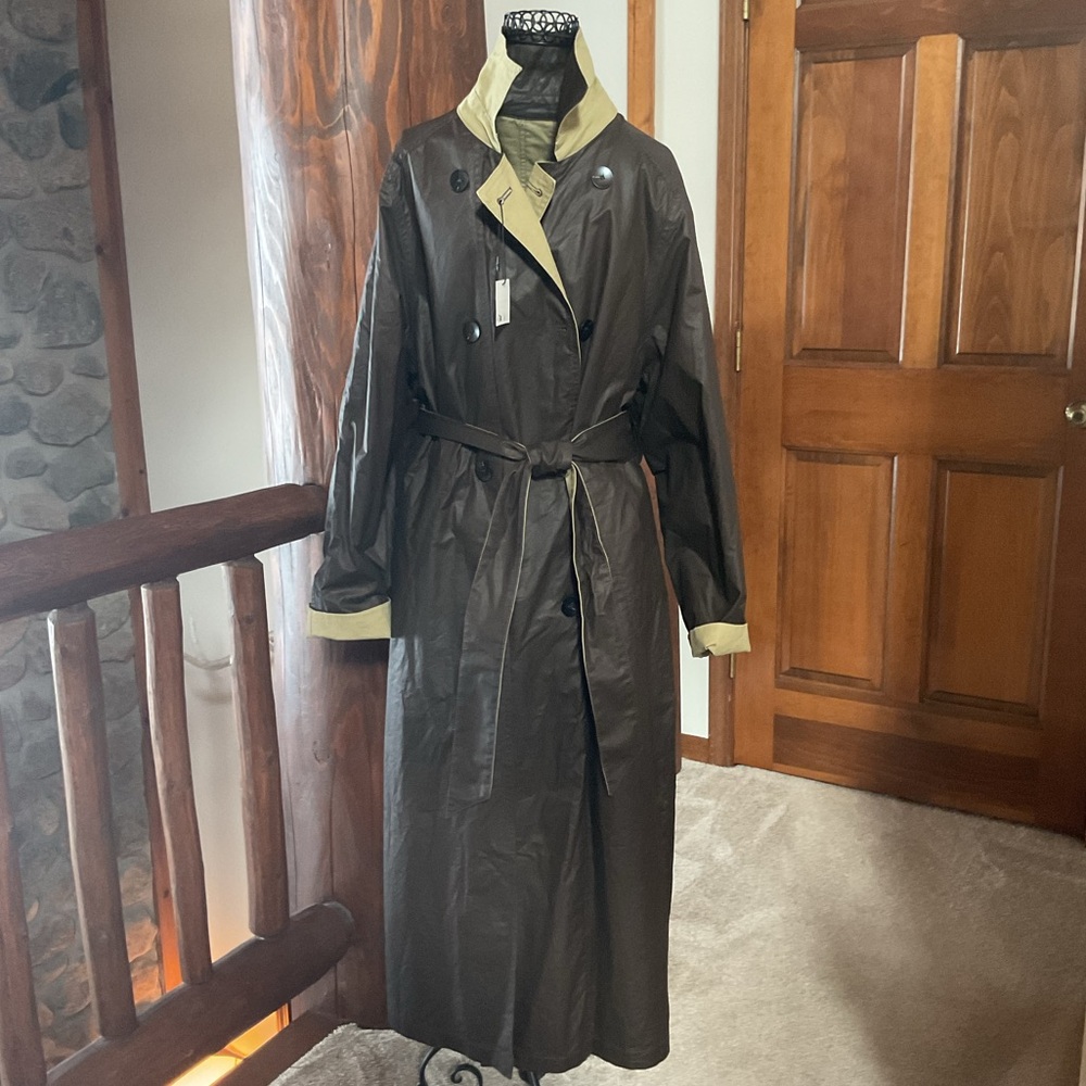 ZARA REVERSIBLE TRENCH COAT ZW COLLECTION BROWN ECRU NEW - Picture 5 of 11
